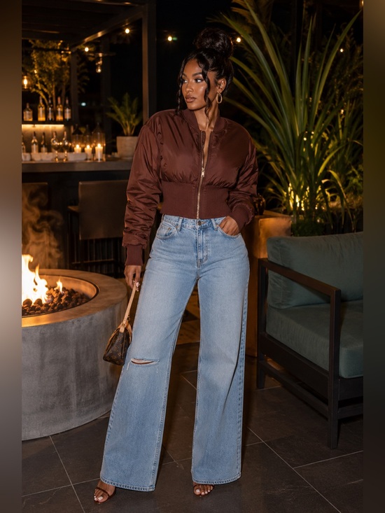 Baddie Kouture Jackets & Blazers - Brown Baddie Crop Jacket